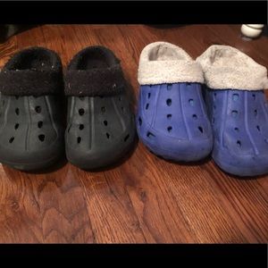 Croc-like slippers.